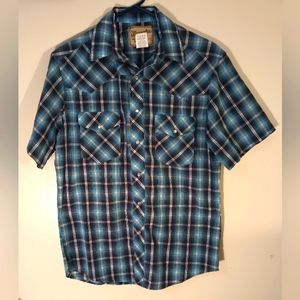Wrangler men's dress shirt blue plaid